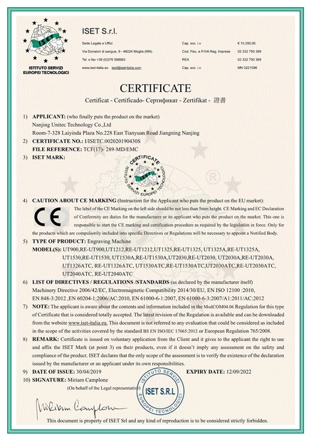 CINA Nanjing Unitec Technology Co., Ltd. Sertifikasi